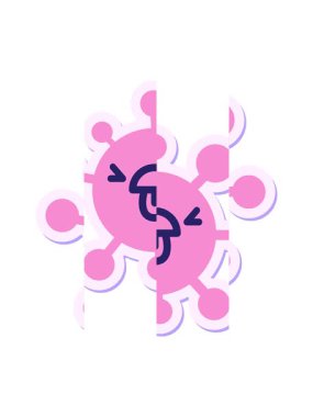 Tiksinmiş virüs çıkartmasının bölünmüş hareket animasyonu