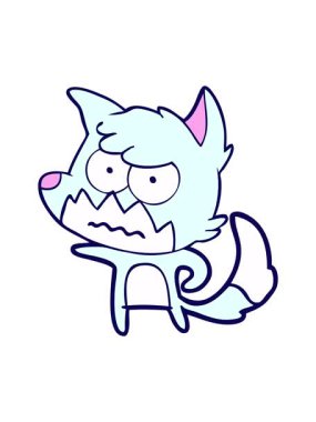 Çizgi film rahatsız tilki tasarımının neon ışık efekti animasyonu