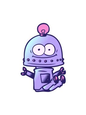 Ampul çizgi film elementi ile mutlu robotun hareketli animasyonunu oynat