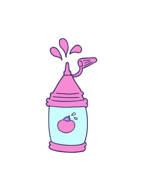 karikatür ketçap şişesinin pixelize etkisi