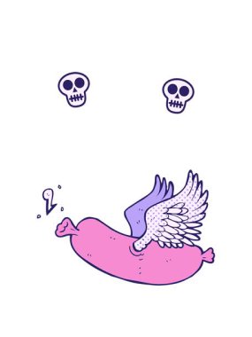 Uçan sosis çizgi filminin kafatası animasyonu