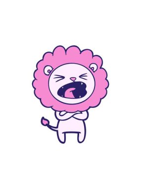 Sinirli aslan çizgi filminin animasyonunu yakalıyor.