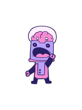 Komik çizgi film robotunun hareketli animasyonu