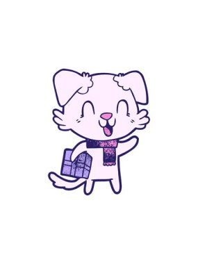 Gülen karikatür köpeğinin parlayan radyoaktif animasyonu.