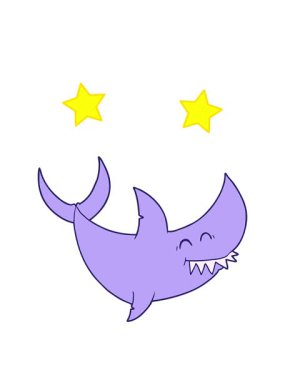 dönen yıldız çizgi film köpekbalığının animasyonu