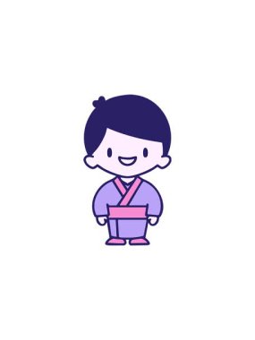 Geleneksel giyinmiş bir Japon 'un radyoaktif ışıltılı animasyonu