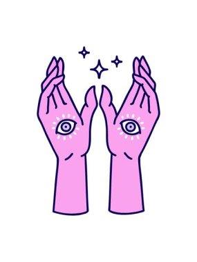 Mistik el tasarımının neon ışık etkisi animasyonu