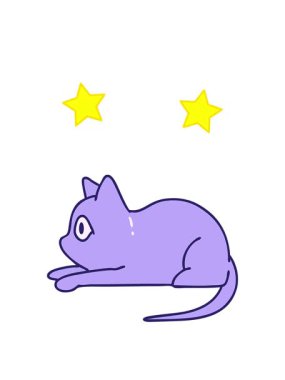 dönen yıldızlar çizgi film kedisinin ilginç bir şeye bakışının animasyonu