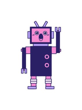 Parlak ışık efekti robot çiziminin sevimli karikatürü