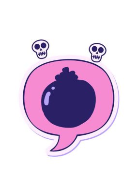 Konuşma baloncuğu çıkartmalı domatesin kafatası animasyonu