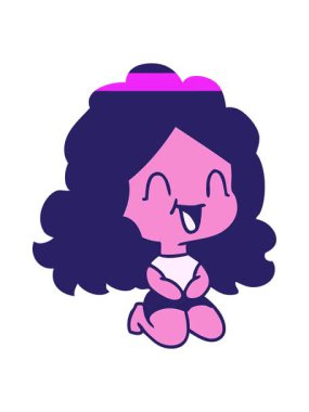 Çizgi film karakteri tatlı kawaii mutlu kızın animasyonunu aç.