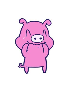 Sinirli çizgi film domuzunun hareketli animasyonu