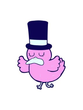 Çizgi film ördeğinin silindir şapkalı halinin neon ışığı efekti.