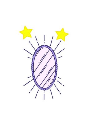 Dönen yıldızlar geleneksel dövme stili parlak aynanın çizimlerinin animasyonu