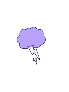 Çizgi film karalama fırtına bulutunun yıldırımlı yatay titreşimli animasyonu