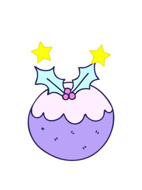 dönen yıldızların el yapımı çizgi film çizimleri Noel pudingi