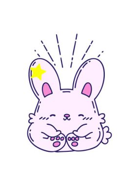 Parlayan yıldızlar geleneksel dövme stili mutlu tavşanın animasyonunu etkiler.