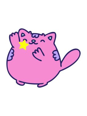 Parlayan yıldızlar, mutlu bir kedinin el sallamasının animasyonunu etkiler.