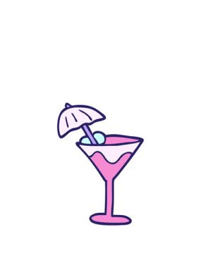 Çizgi film martini içeceklerinin hareketli animasyonları.