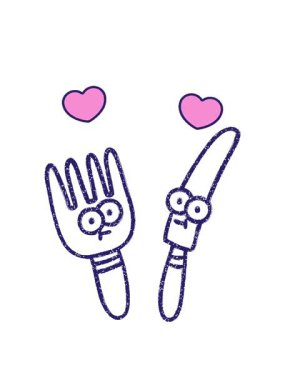 dönen kalp animasyonu Çatal-bıçak Kömür Çizimi