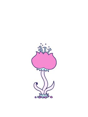 Çizgi film egzotik çiçeğinin zıplama hareketi