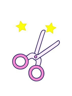 dönen yıldızlar bir makas karikatürünün animasyonu