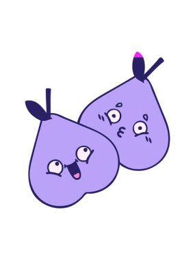 Yeşil armut çiziminin sevimli çizgi filmini canlandırın.