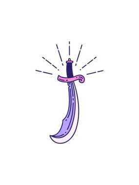 Dövme stili kılıcın hareketli animasyonu