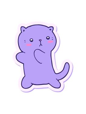 Şirin bir çizgi film kedisinin çıkartmasının canlandırma efektini göster