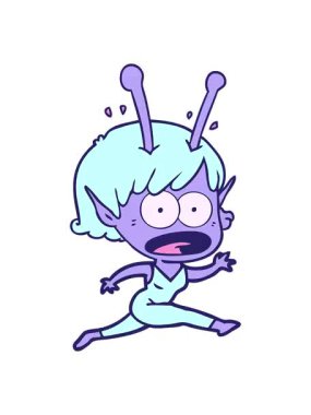 Çizgi film şok edici uzaylı kız animasyonunun piksel etkisi