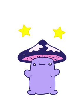 dönen yıldızların çizgi film mantarı çizimi