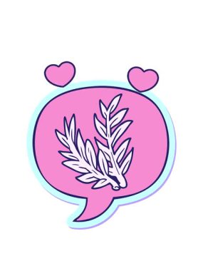 Konuşma balonu çıkartmalı karikatür bitkisinin dönen kalp animasyonu