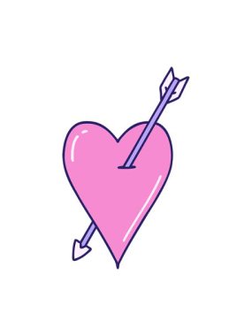 Bir okun ve kalbin eski dövme şeklindeki görüntüsünün titreşimli animasyonu