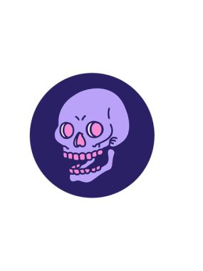 Kafatasının ikonik dövme tarzının yatay titreşimli animasyonu