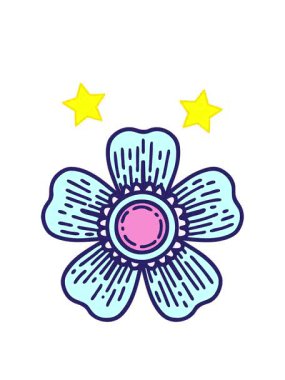 dönen yıldızlar dövme stili dekoratif çiçeğin çizimlerinin animasyonu