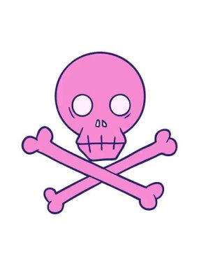 Karikatür kafatası ve çapraz kemiklerin titreyen hareketi