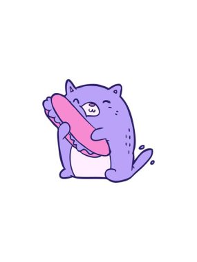 Çizgi film kedisinin öğle yemeği için yaptığı harika sandviçi sevmesinin yıldız patlaması etkisi animasyonu.