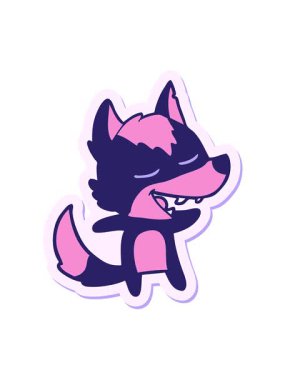 Çizgi film kurdunun gülen çıkartmasının hareketli animasyonu.