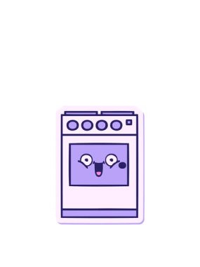 Tatlı bir çizgi film mutfak fırınının sıçrama hareketli çıkartması.