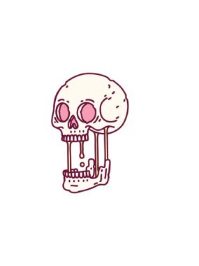 Kafatasının parlak renkli tasarımının yatay titreşimli animasyonu