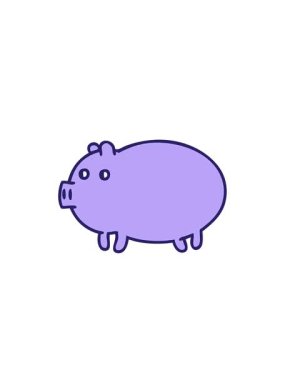 Şişko bir domuzun tatlı çizgi filminin canlandırması.