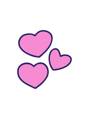 Dikkat çekici çizgi film aşk kalpleri seti.