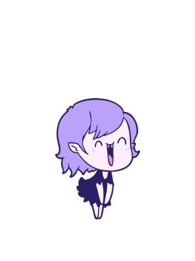 Kalk ve çizgi filmdeki mutlu vampir kızın animasyonunu yap.