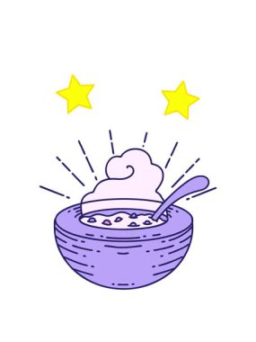 Dönen yıldızlar geleneksel dövmeli çorba kasesinin çizimlerinin animasyonu