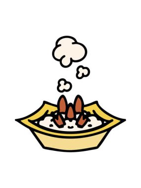 Kare kasede buharda pişen pirinç tabağının hareketli animasyonu