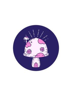 Dövme stili mantar evi ikonunun gösterişli satış animasyonu