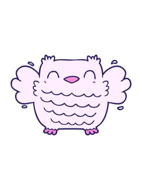 Parlak ışık efekti retro çizgi film baykuşunun animasyonu