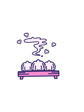 Ahşap tepside buharlaşan geleneksel Japon hamur köftelerinin yatay titreşimli animasyonu