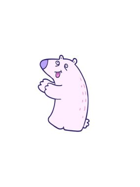 horizontally vibrating animation of cartoon doodle happy bear