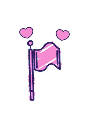 Waving Flag Tebeşir Çiziminin dönen kalp animasyonu